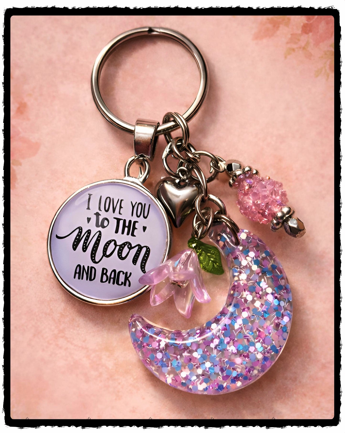 Purple I Love You to the Moon and Back Key Chain