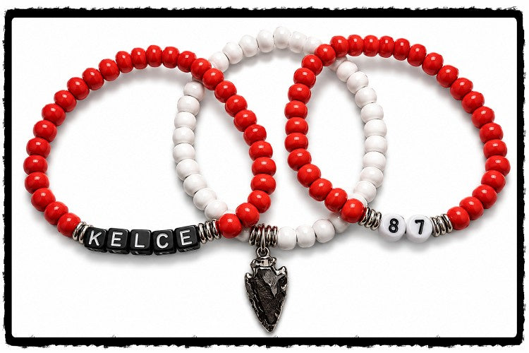 Kelce 87 Arrowhead 3 Stretch Bracelet Set